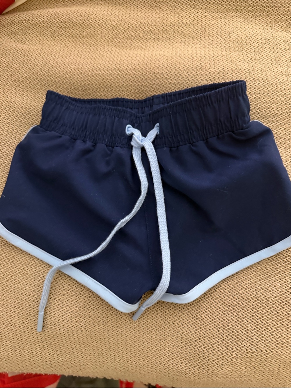 Navy Boy Swim Shorts with Light Blue Trim